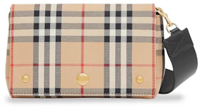 Burberry Small Vintage Check and Leather Crossbody Bag Archive Beige/Black