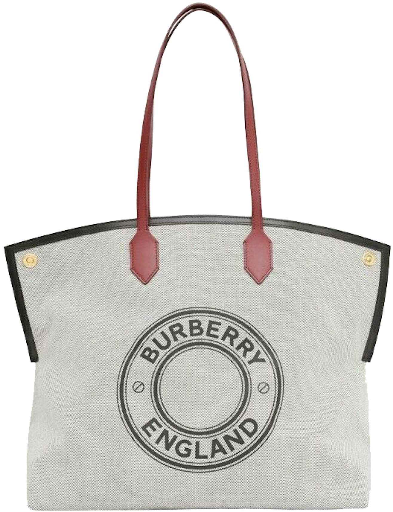 BURBERRY: Large Society Tote Bag in cotton canvas with graphic and logo -  Natural