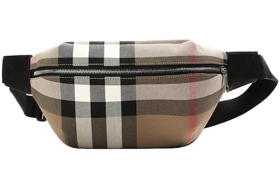 Burberry Sonny Check Canvas Bumbag Taupe Brown