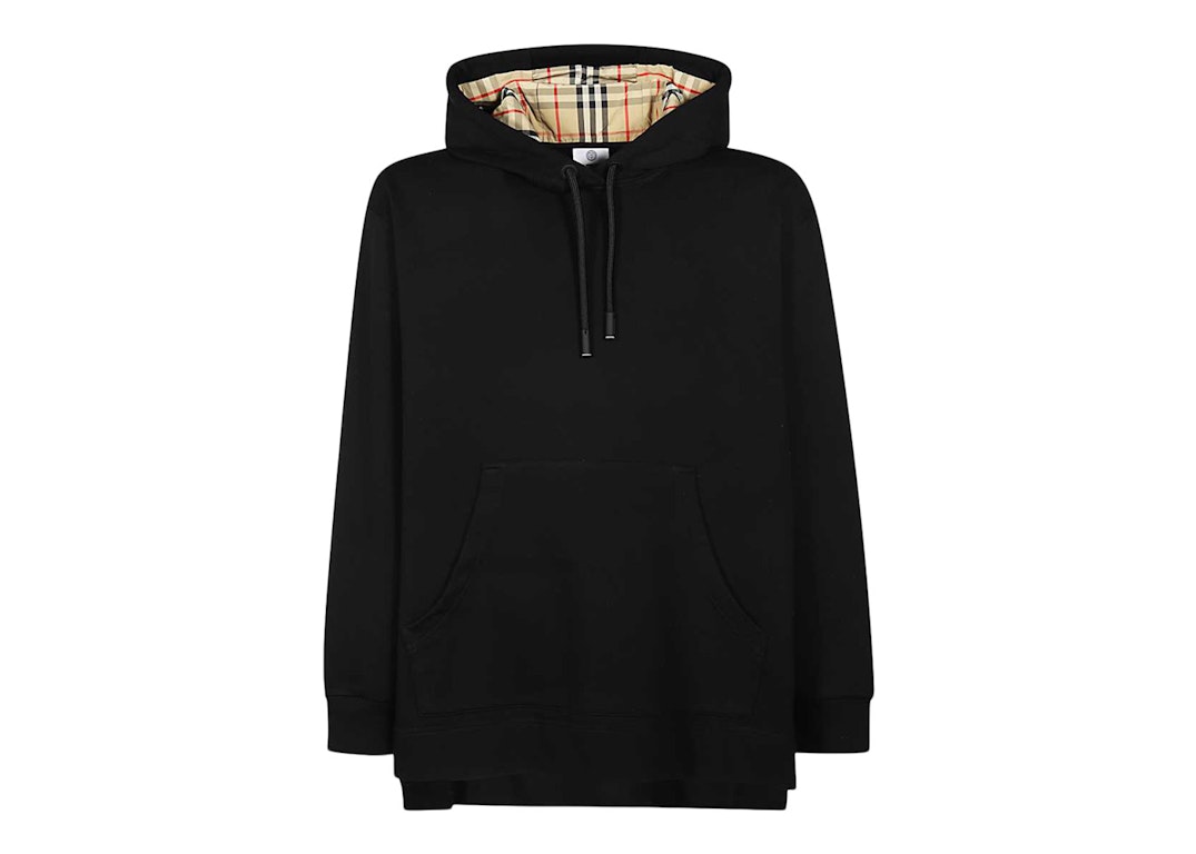 Pre-owned Burberry Stepped Hem Cotton Oversized Hoodie Black/archive Beige
