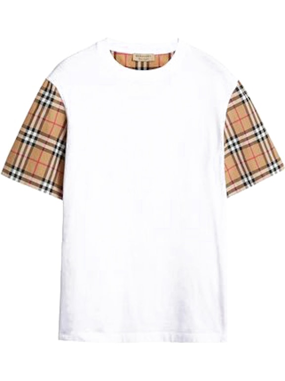 Pre-owned Burberry Stretch Check Sleeves Cotton T-shirt White