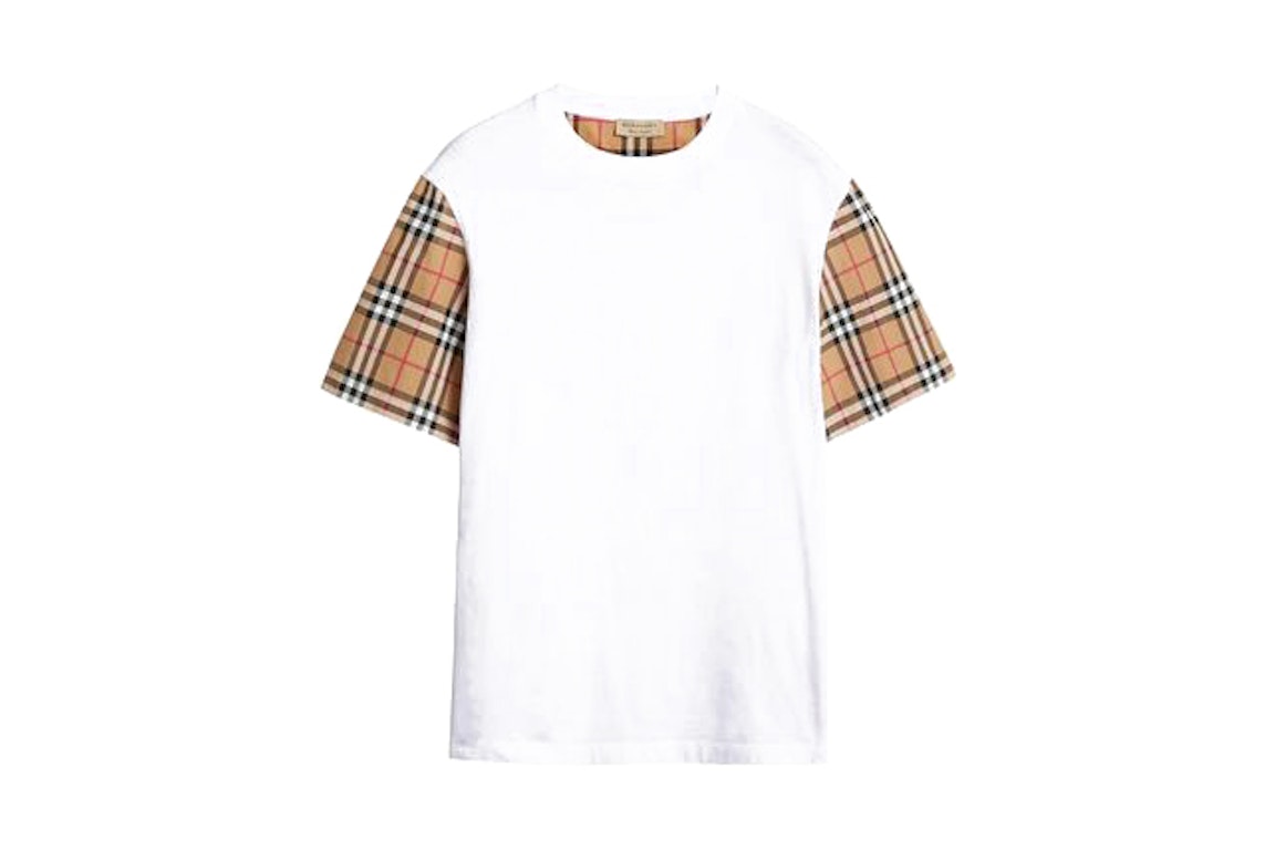 Pre-owned Burberry Stretch Check Sleeves Cotton T-shirt White