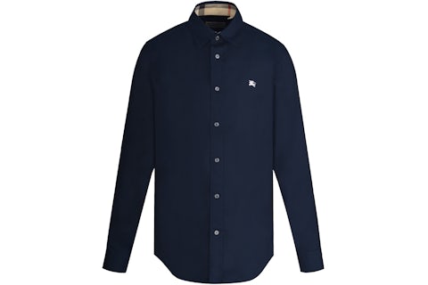 Burberry Camicia in Popeline di Cotone Stretch Blu navy Uomo IT
