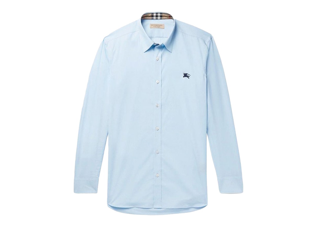 Pre-owned Burberry Stretch Cotton Poplin Shirt Sky Blue