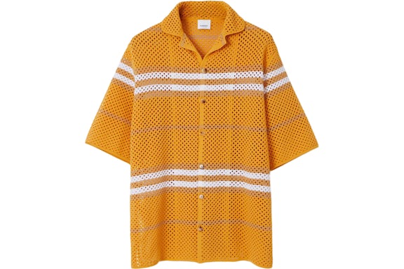 Camisa oversize de punto punto a rayas Burberry Anaranjado