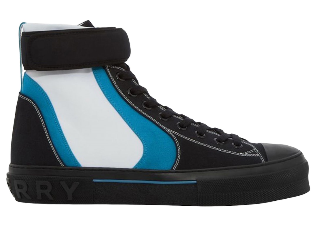 Pre-owned Burberry Sub High-top Laced-up Trainer Black Blue White In Black/blue/white