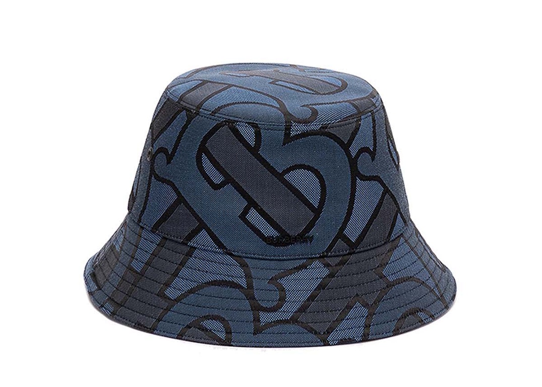 Pre-owned Burberry Tb Jacquard Bucket Hat Blue