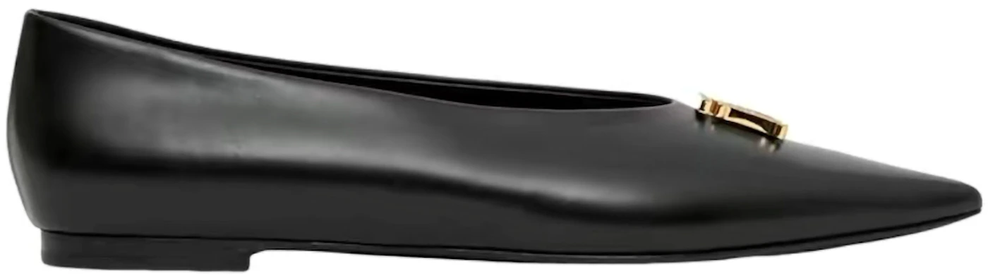 Burberry TB Logo Pointed Toe Flat Black (Women's) - 8065208 - US