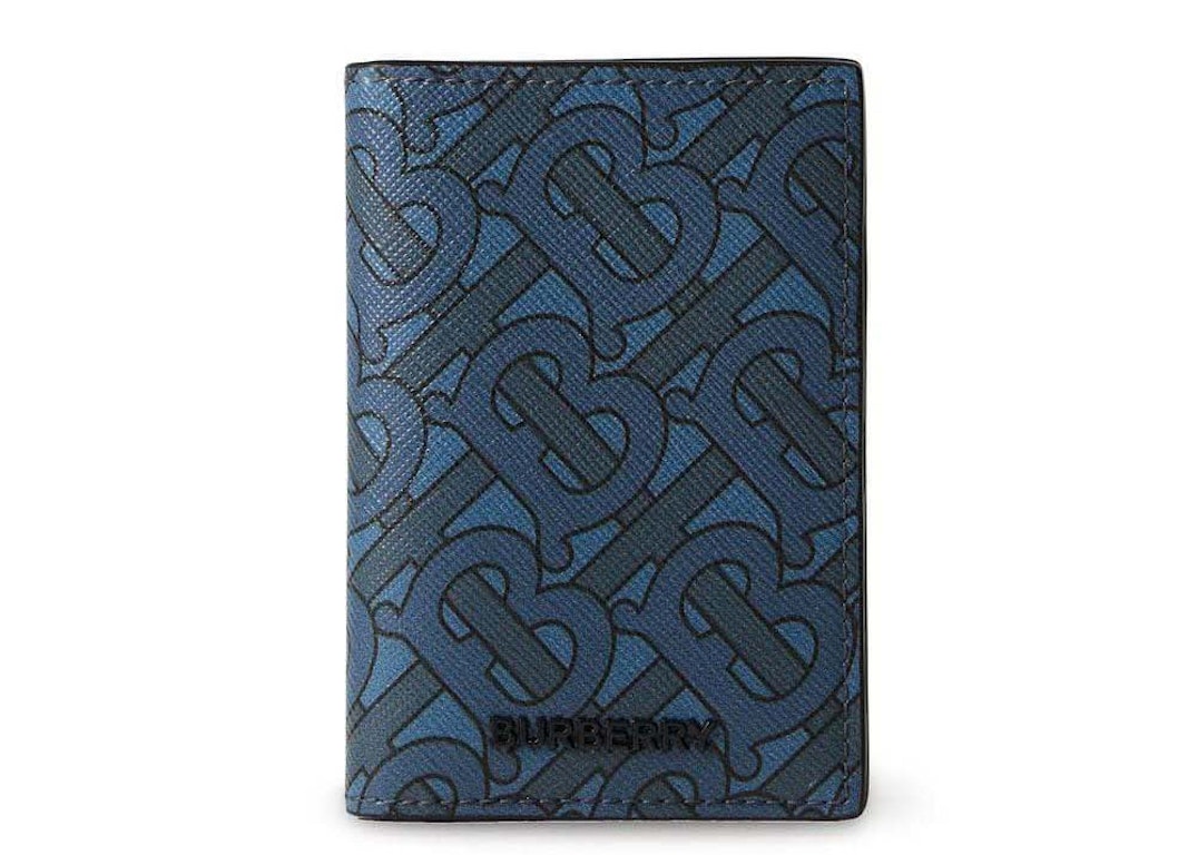 Pre-owned Burberry Tb Monogram Bifold Card Holder Navy