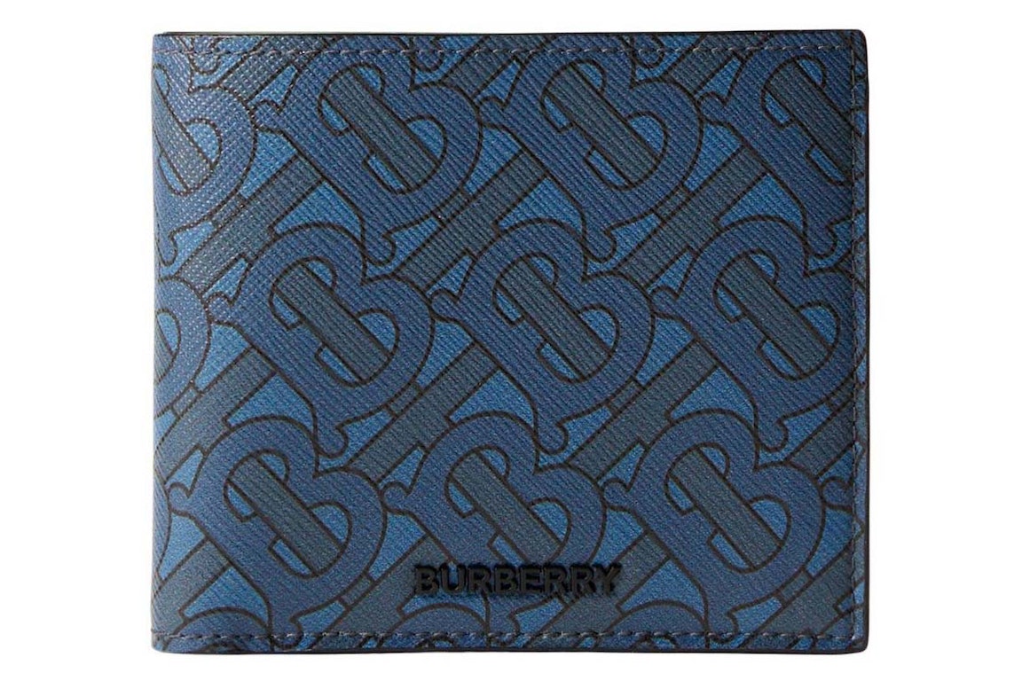 Pre-owned Burberry Tb Monogram Bifold Wallet Navy