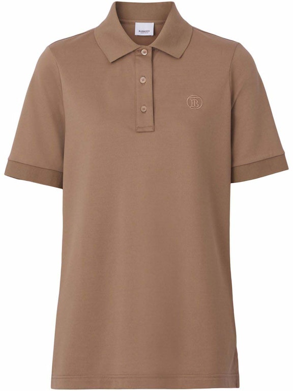Pre-owned Burberry Tb Monogram-embroidered Polo Shirt Brown