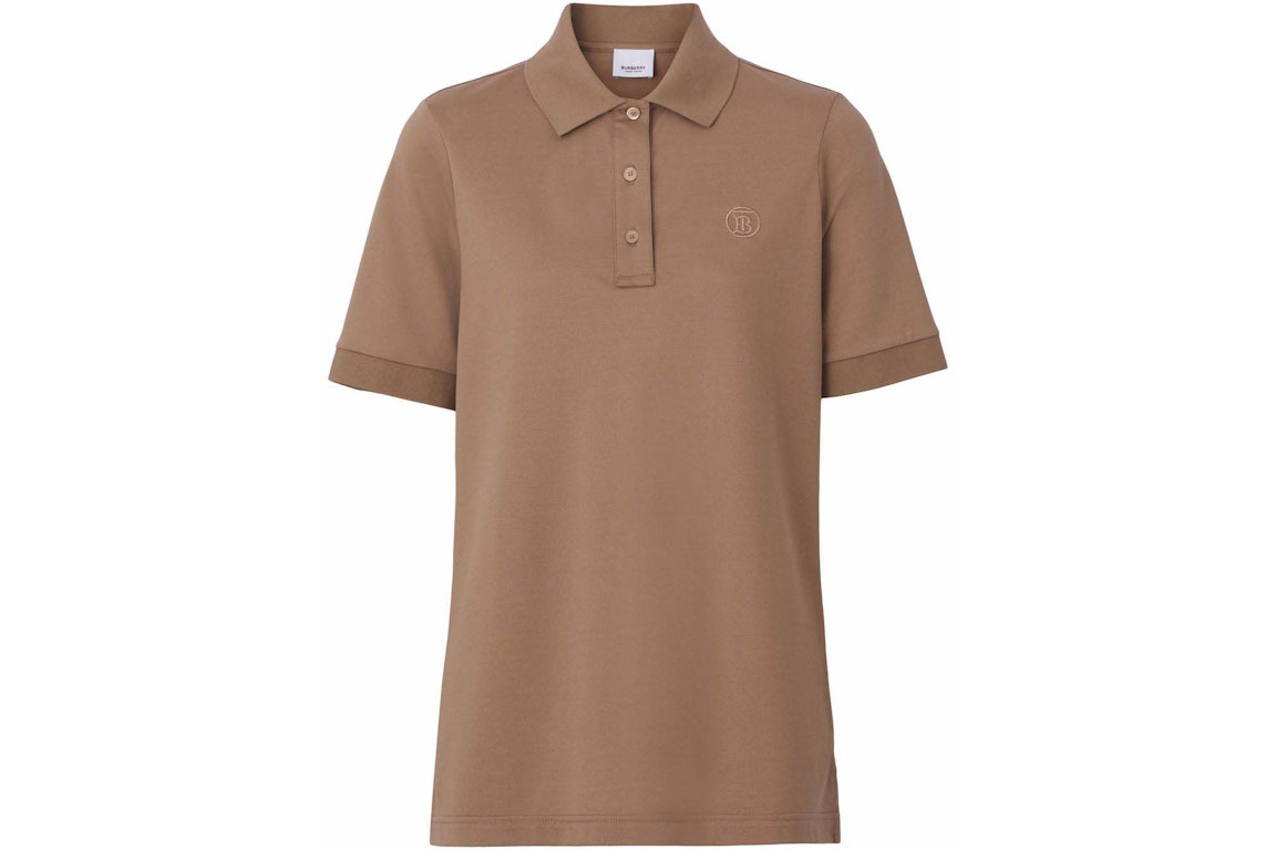 Pre-owned Burberry Tb Monogram-embroidered Polo Shirt Brown