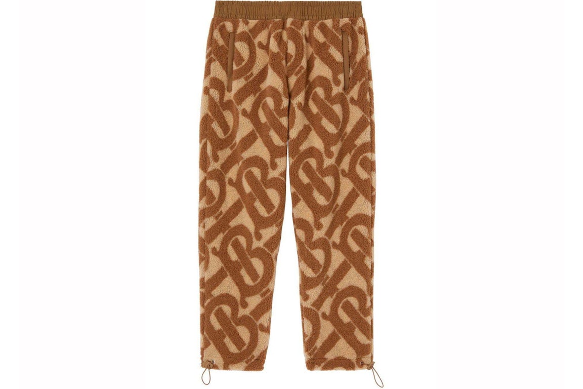 Pre-owned Burberry Tb Monogram Fleece Jacquard Trousers Soft Fawn