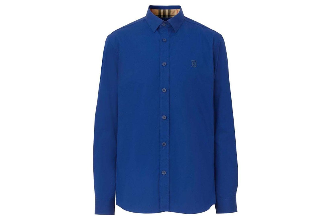 Pre-owned Burberry Tb Monogram Slim-fit Shirt Blue