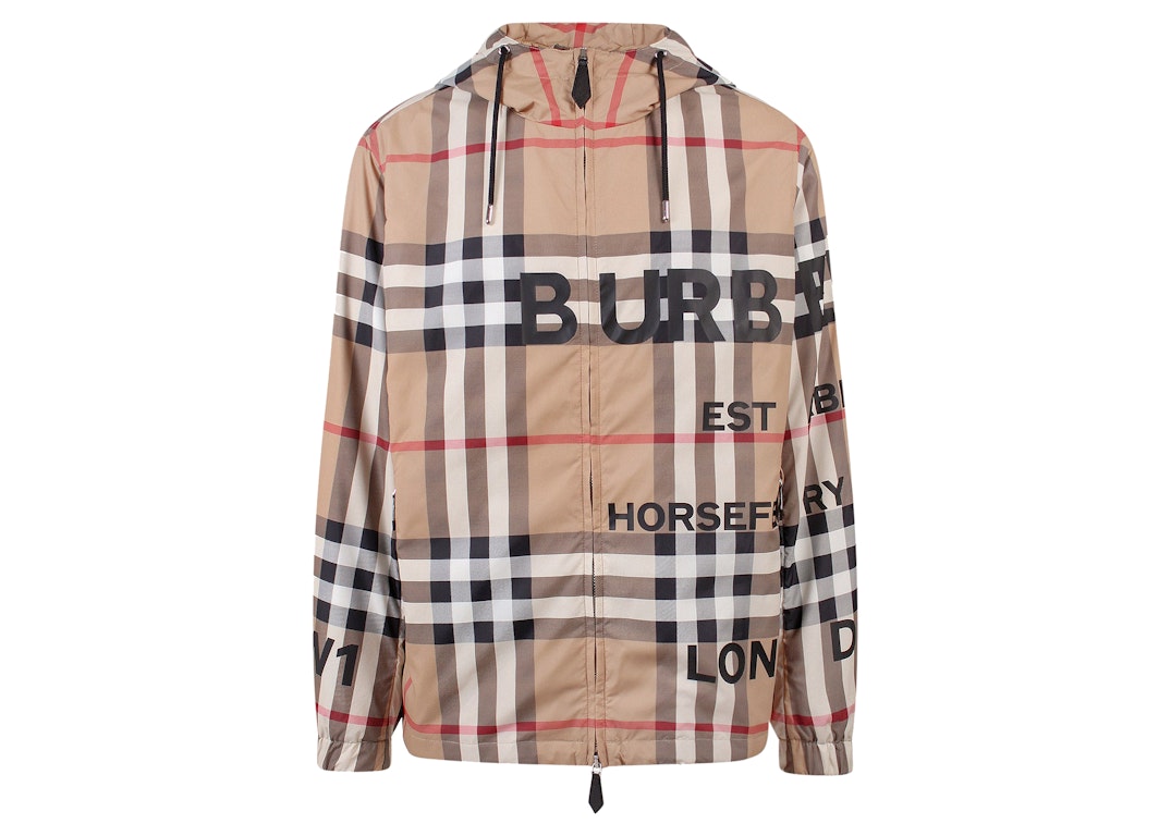 Pre-owned Burberry Tartan Motif Nylon Jacket Beige
