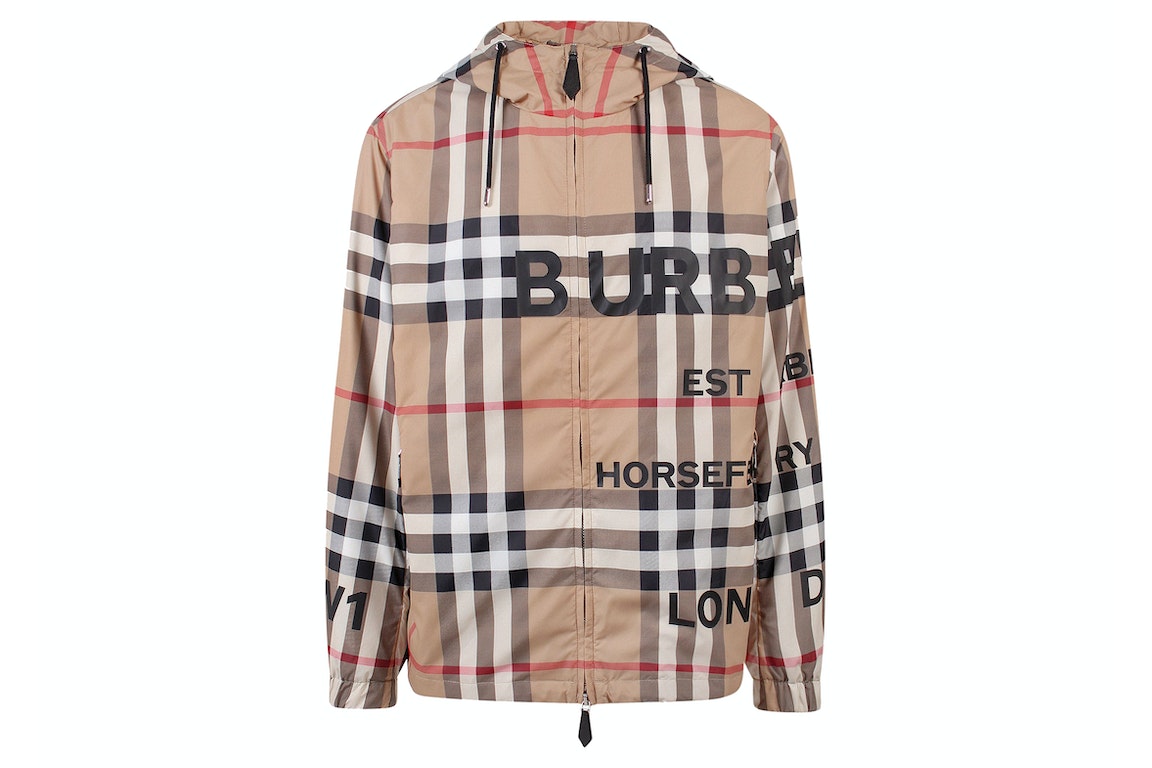 Pre-owned Burberry Tartan Motif Nylon Jacket Beige