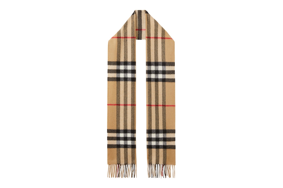 Pre-owned Burberry The Classic Check Cashmere Scarf Archive Beige