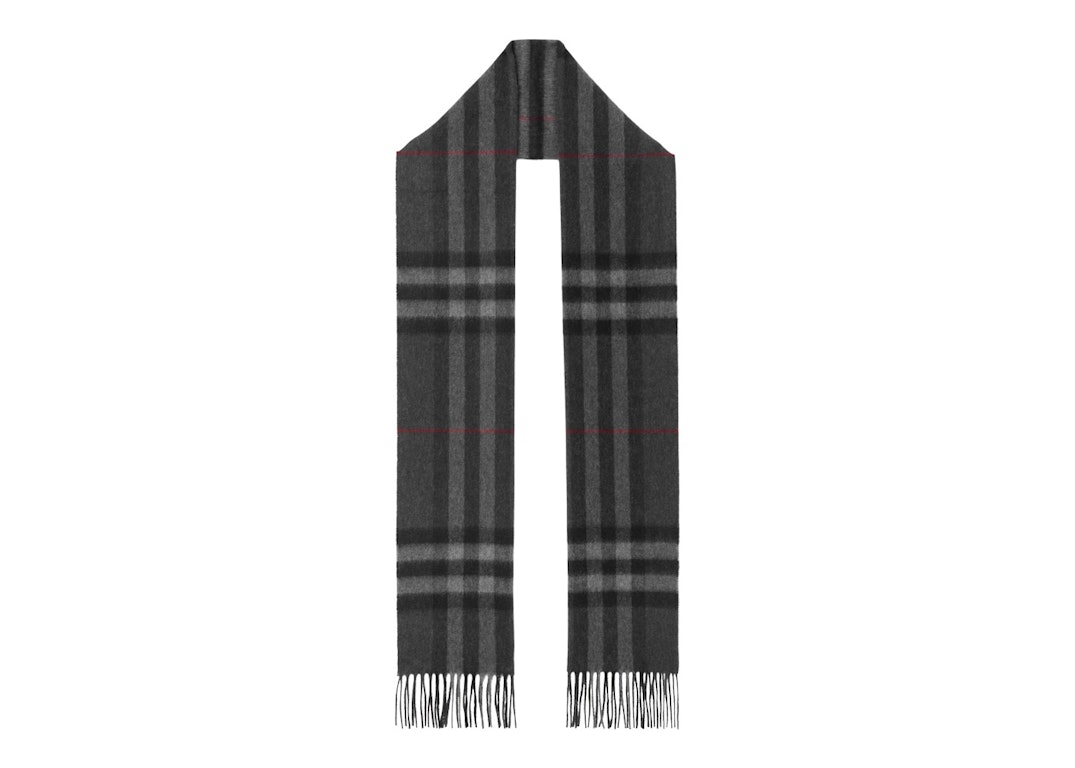 Pre-owned Burberry The Classic Check Cashmere Scarf Charcoal