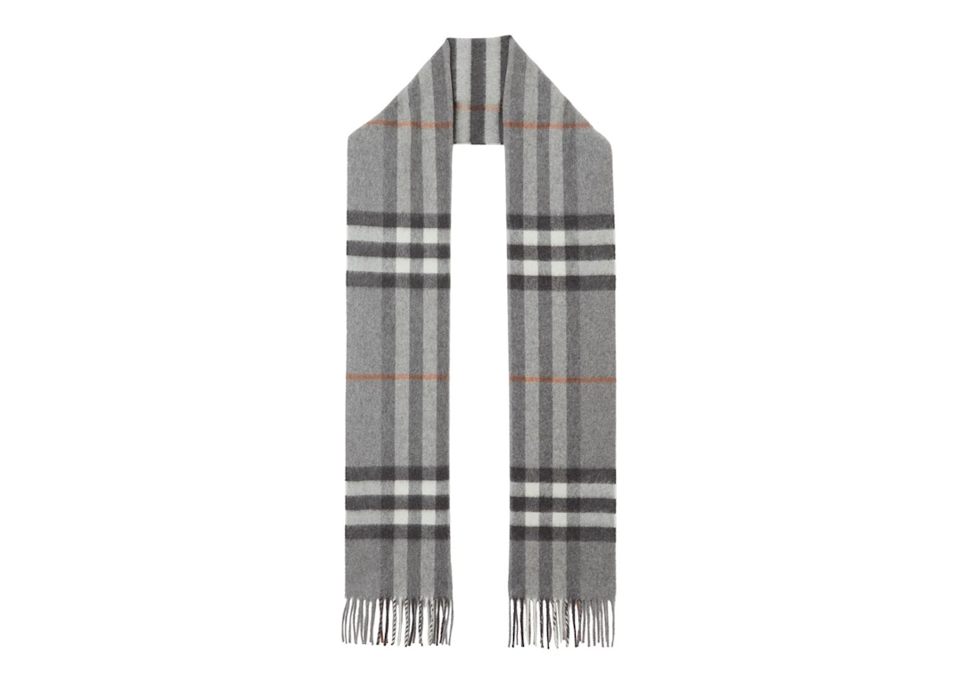 Pre-owned Burberry The Classic Check Cashmere Scarf Grey