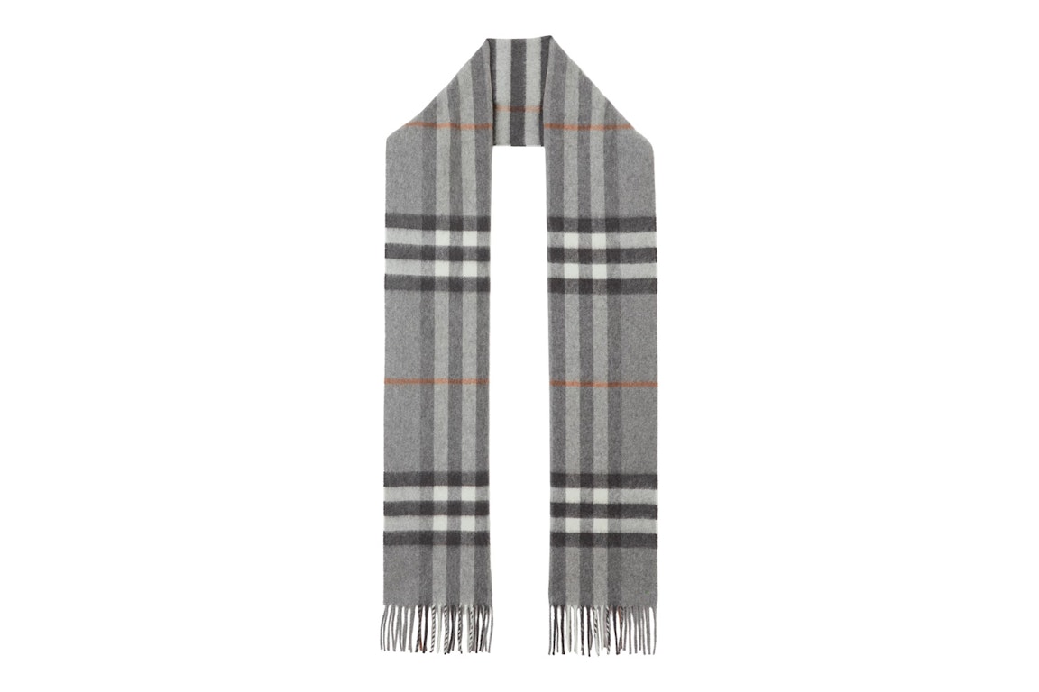 Pre-owned Burberry The Classic Check Cashmere Scarf Grey