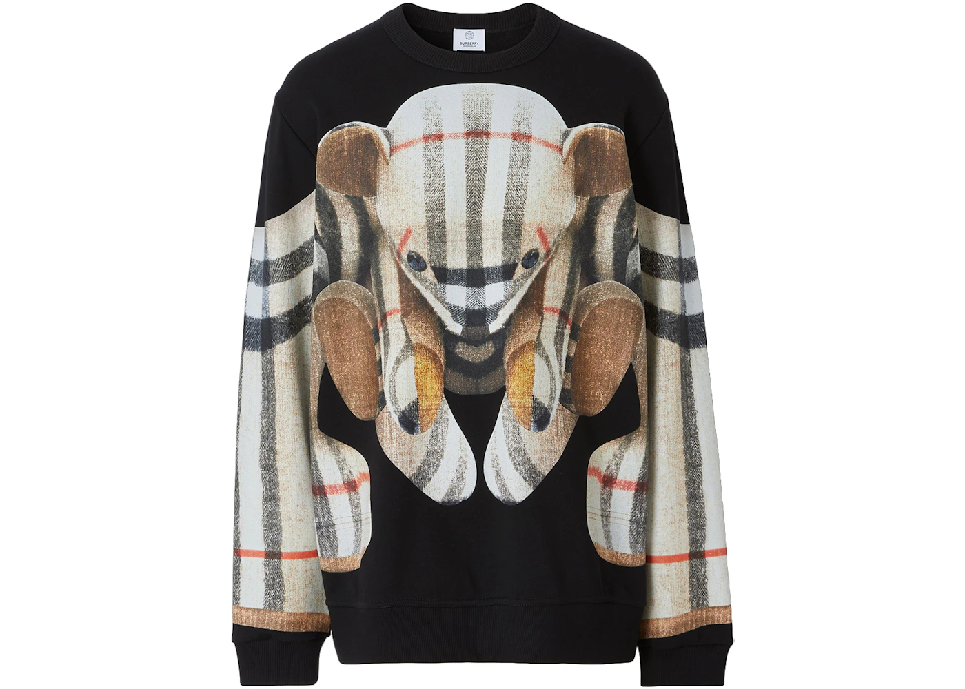 Burberry Thomas Bear Print Cotton Oversized Sweatshirt Black