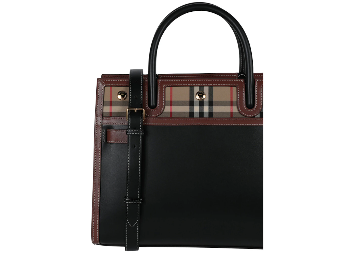 Small leather and vintage check two handle title bag Clearance