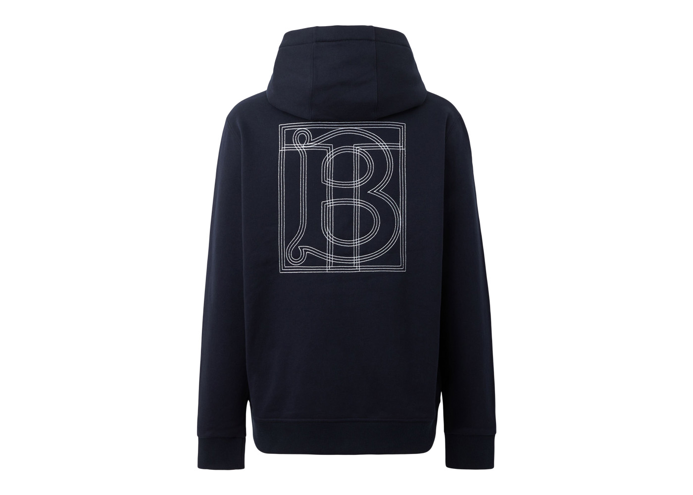 Burberry Topstitched Monogram Motif Cotton Oversized Hoodie Coal