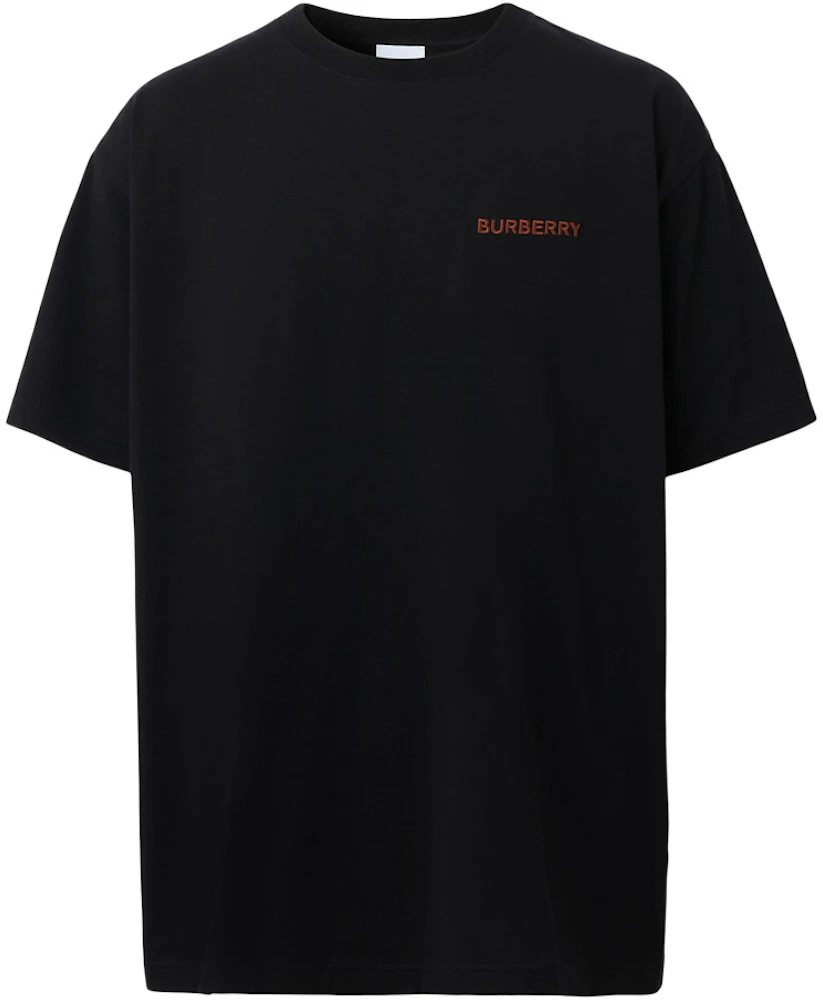Burberry Topstitched Monogram Motif Cotton Oversized T-Shirt Black Men ...