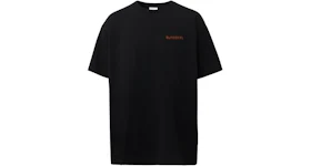 Burberry Topstitched Monogram Motif Cotton Oversized T-Shirt Black