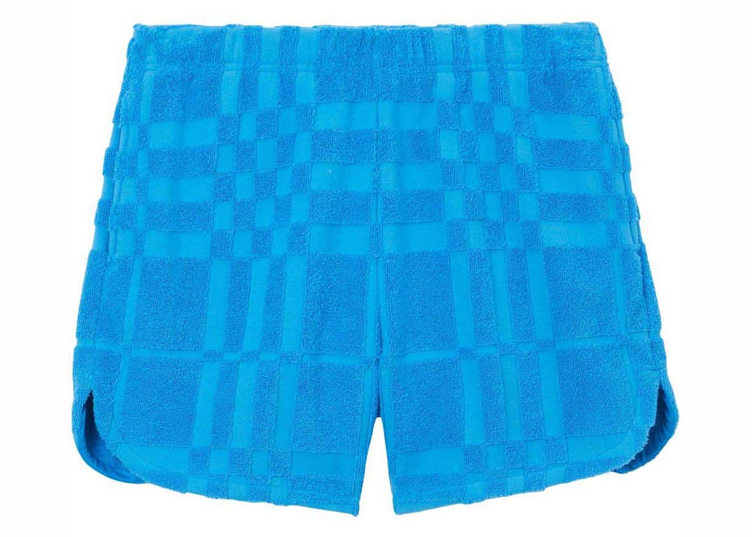Pre-owned Burberry Towelling Check Above-knee Shorts Blue