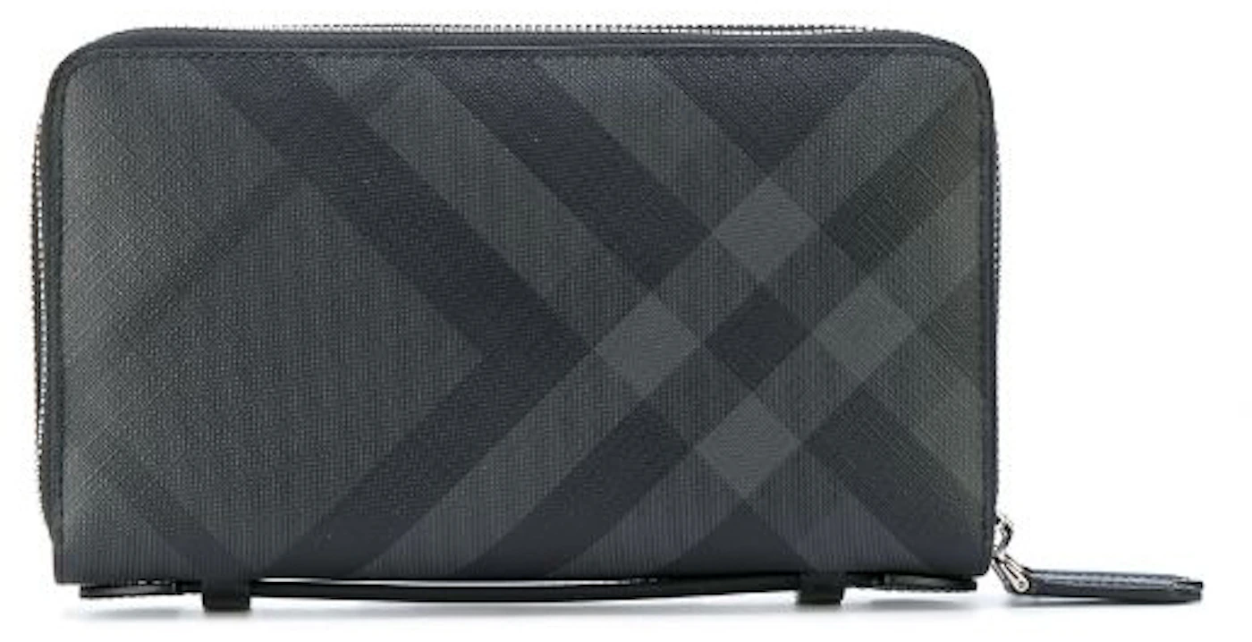 Burberry Travel Wallet London Check Black in PVC/Leather with Silver ...