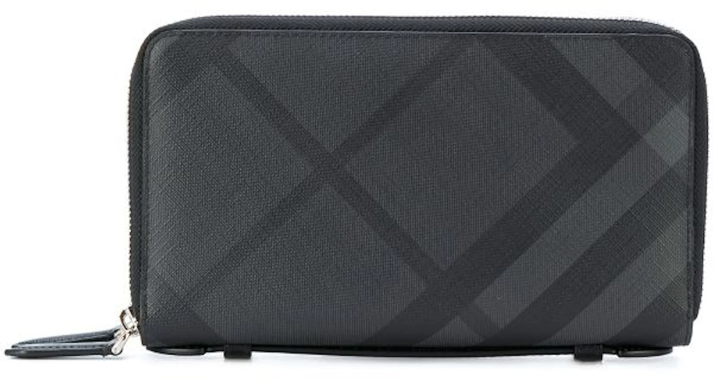 Burberry Travel Wallet London Check Black in PVC/Leather with Silver-tone -  US
