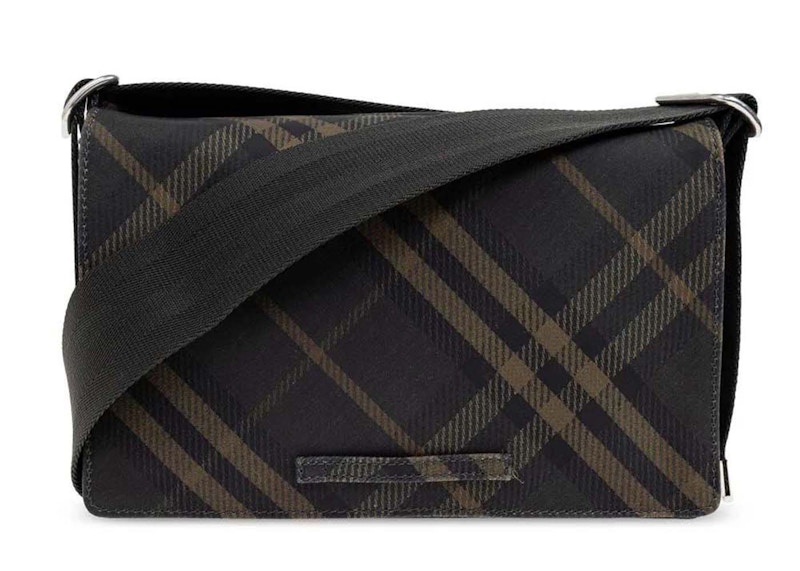 Pre-owned Burberry Men's Trench Crossbody Coated Madeira Bag In Shadow