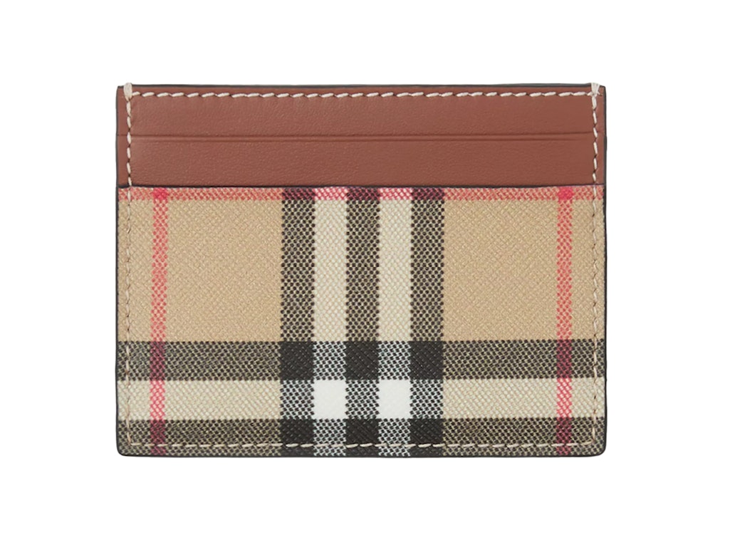 Pre-owned Burberry Vintage Check (4 Card Slot) Card Case Tan