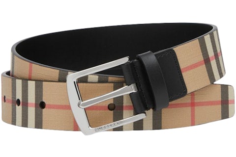 Burberry Vintage Check And Leather Belt Archive Beige/Black in