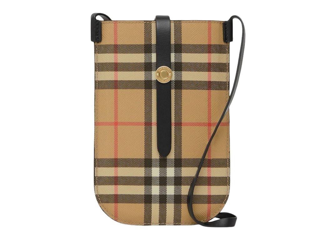 Pre-owned Burberry Vintage Check Anne Phone Case With Strap Archive Beige/black