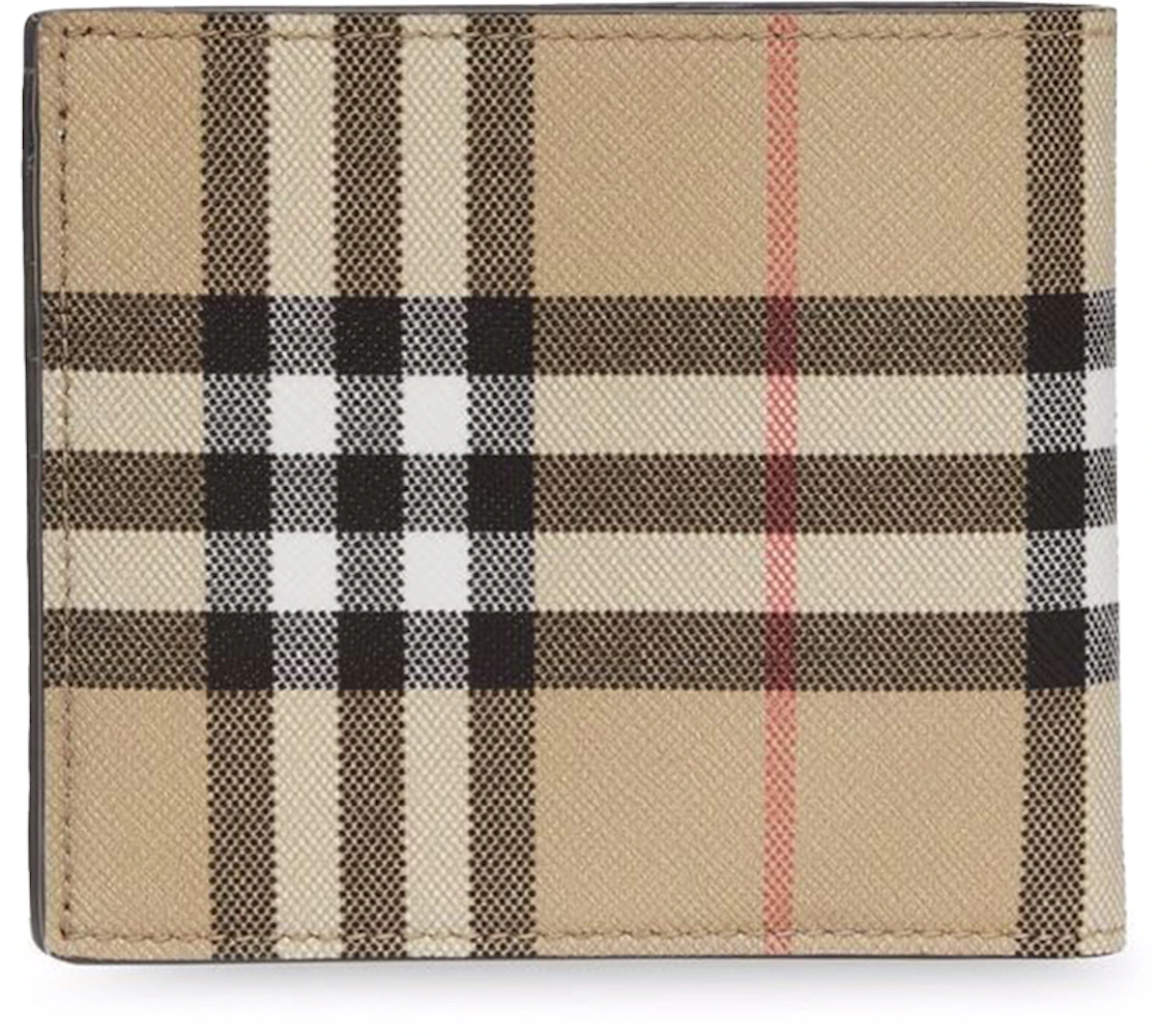 Burberry Vintage Check Bifold Wallet (8 Slot) Archive Beige in Canvas ...