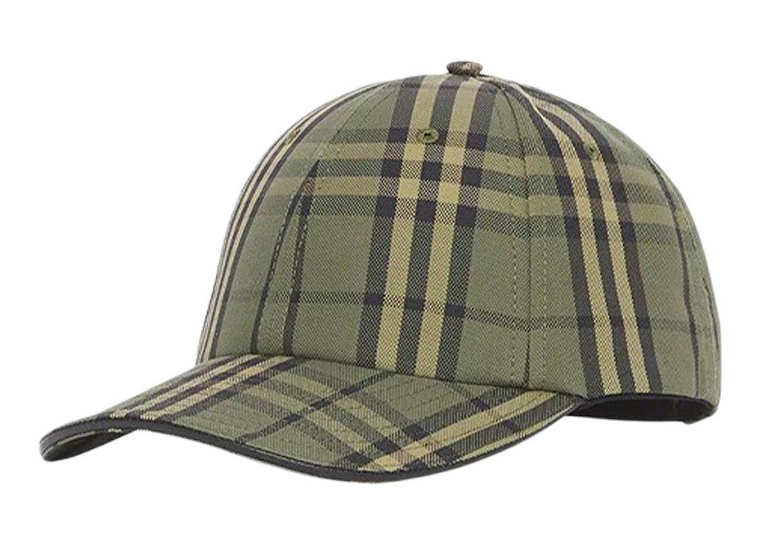 Pre-owned Burberry Vintage Check Canvas Baseball Cap Green