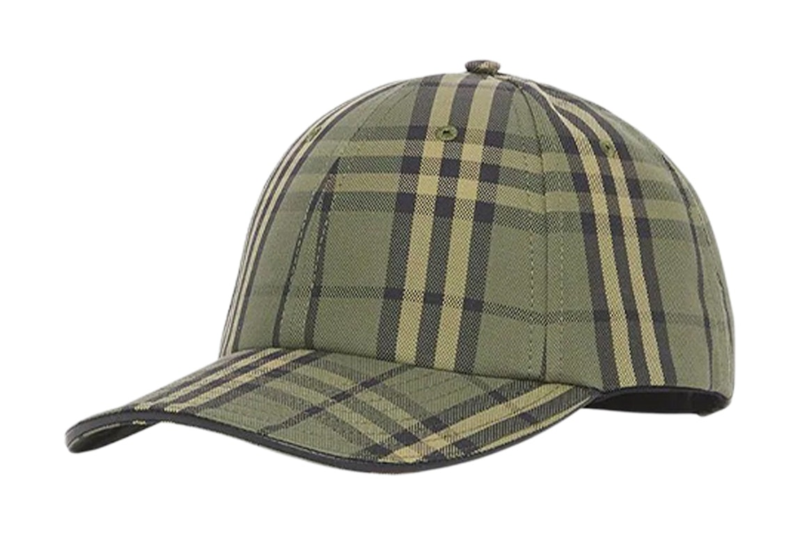 Pre-owned Burberry Vintage Check Canvas Baseball Cap Green