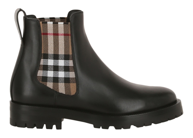 Burberry Botas Chelsea Vintage Check Negro Archive Beige de mujer 8042363 US