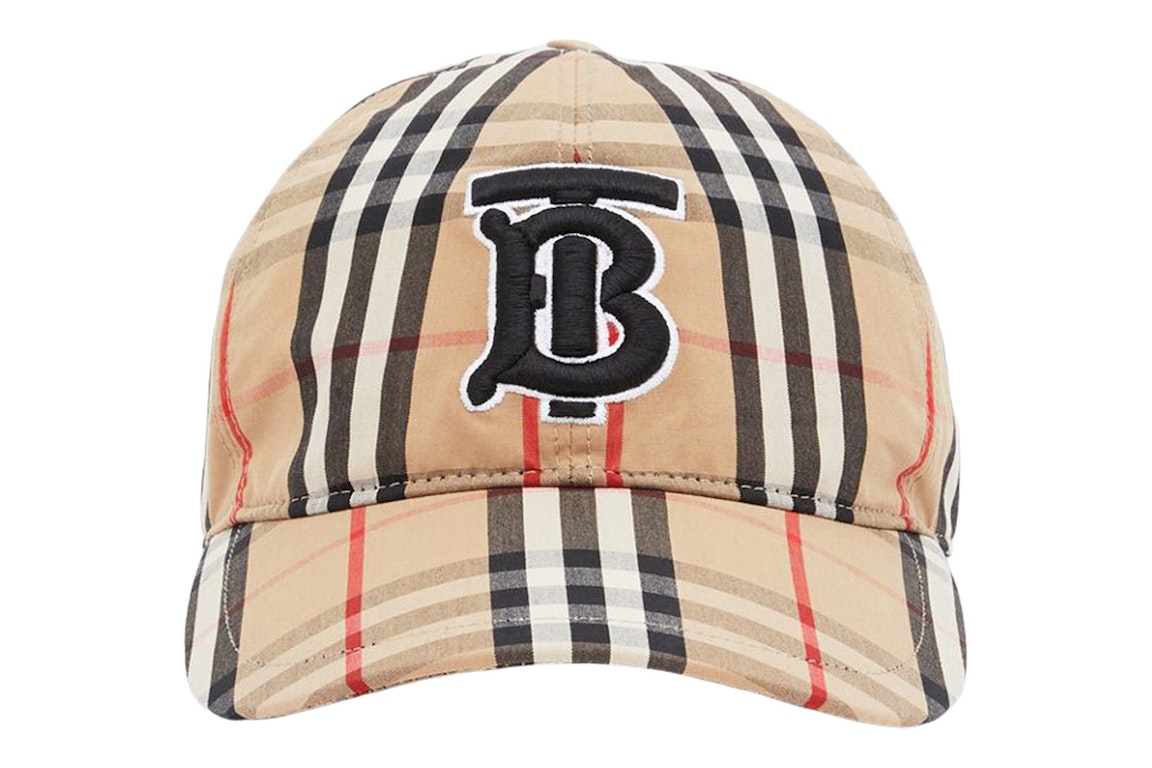 Pre-owned Burberry Vintage Check Cotton Baseball Cap Monogram Motif Archive Beige