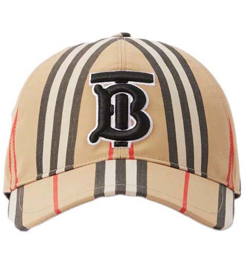 Burberry Vintage Check Cotton Monogram Motif Baseball Cap Beige US