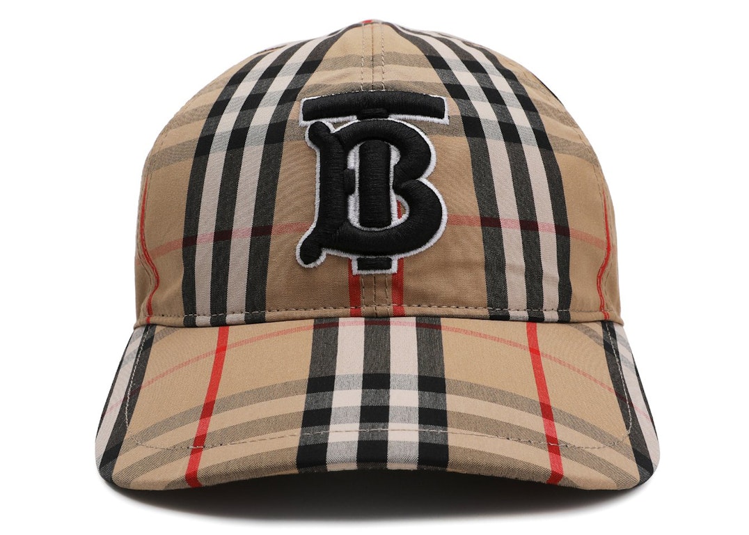 Pre-owned Burberry Vintage Check Cotton Baseball Cap Monogram Motif Beige