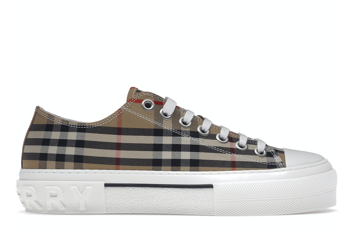 Pre-owned Burberry Vintage Check Cotton Sneakers Archive Beige White In Archive Beige/white