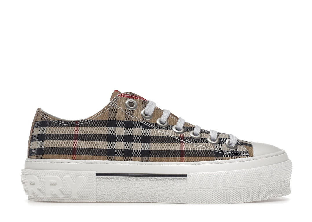 Pre-owned Burberry Vintage Check Cotton Sneakers Archive Beige White (women's) In Archive Beige/white