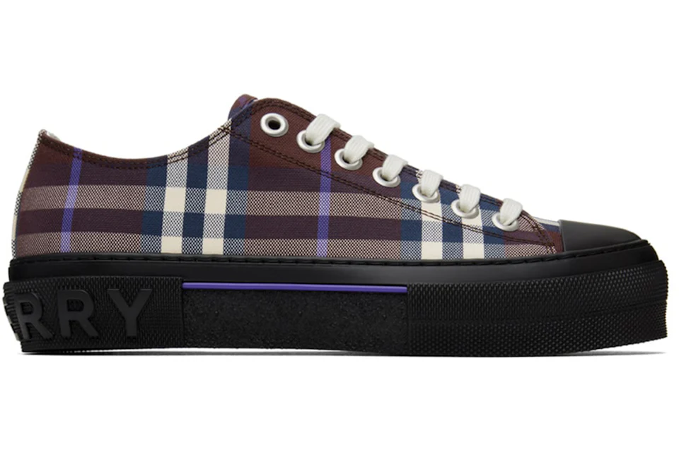 Burberry Vintage Check Cotton Sneakers Deep Maroon