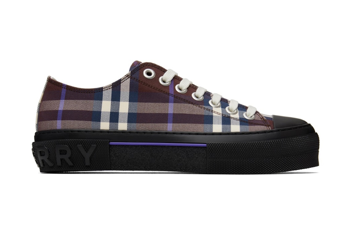 Pre-owned Burberry Vintage Check Cotton Sneakers Deep Maroon