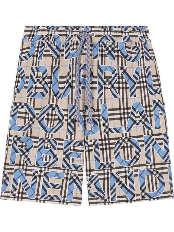 Pre-owned Burberry Vintage Check Drawstring Shorts Archive Beige Blue