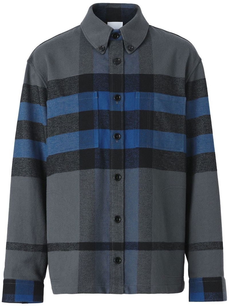 Blue burberry hot sale button down