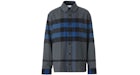Burberry Vintage Kariertes Flanellhemd mit Knopfleiste Grau/Blau
